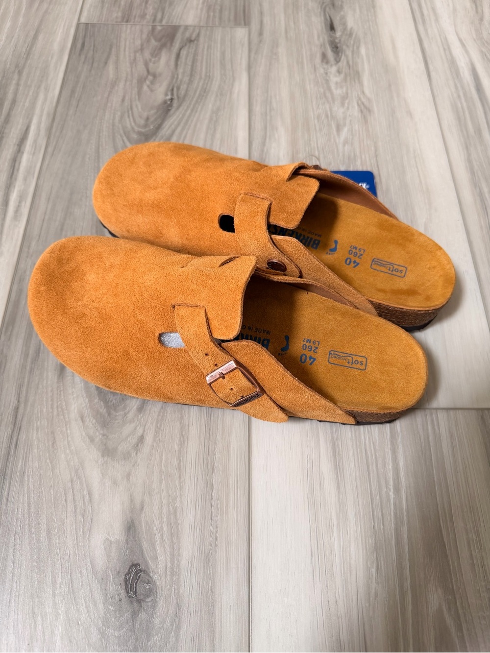 Birkenstock Boston Soft Footbed Clogs EU 40 L9 M7 Orange Suede New Tags - Picture 2 of 8